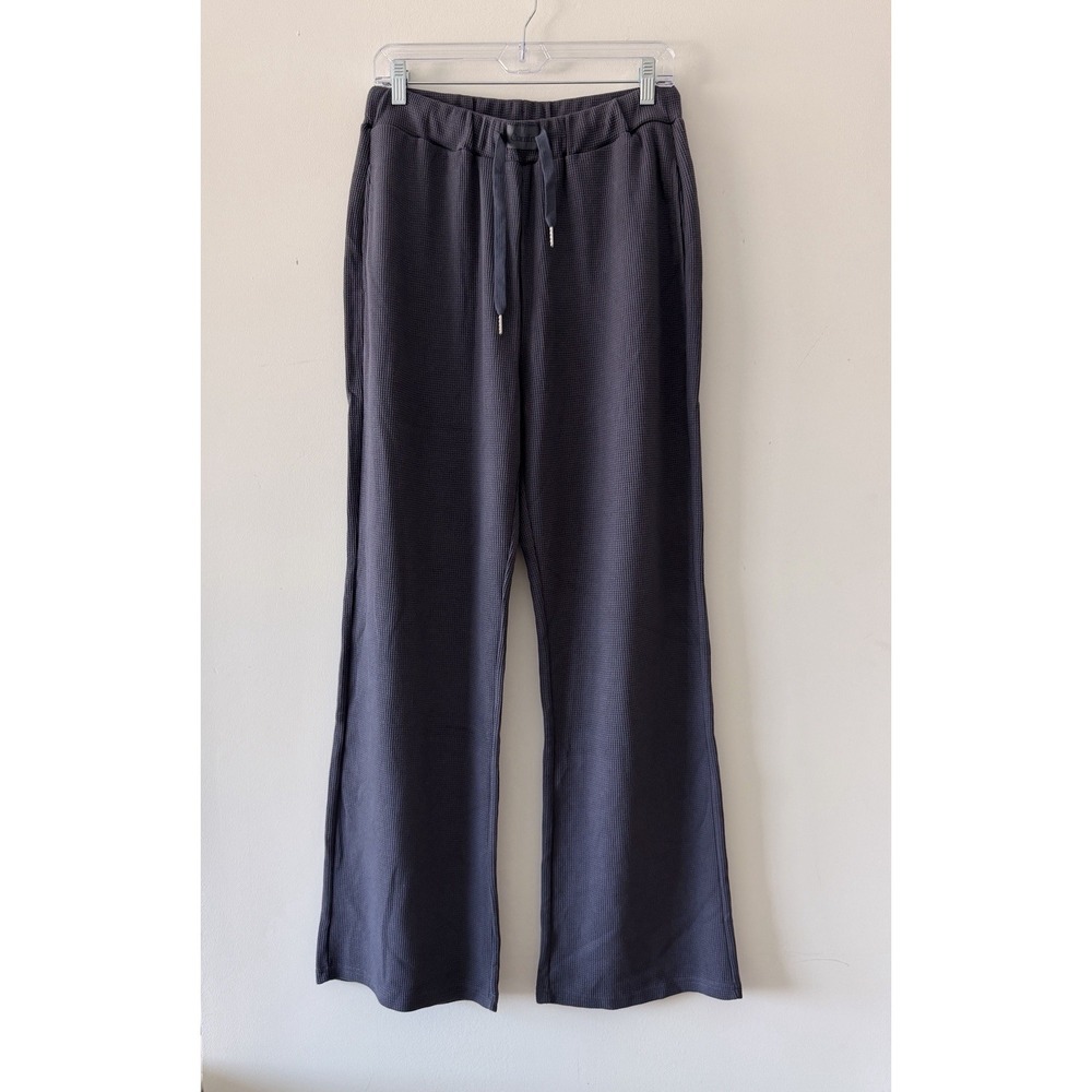 Comfrt Waffle Knit Wide Leg Lounge Pants Blue NEW Women's Size Large Drawstring